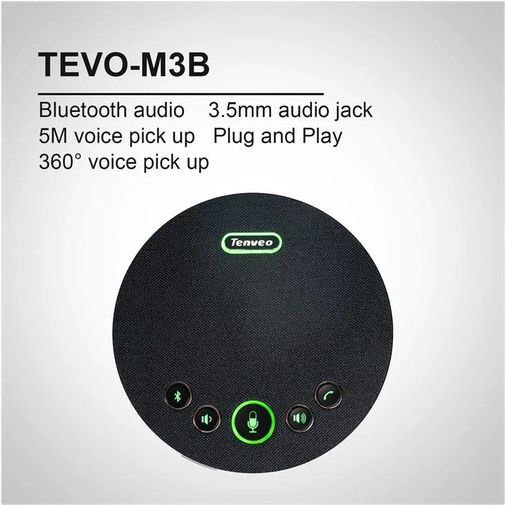 Tenveo Bluetooth konferans Speakerphone ak reyon 5M